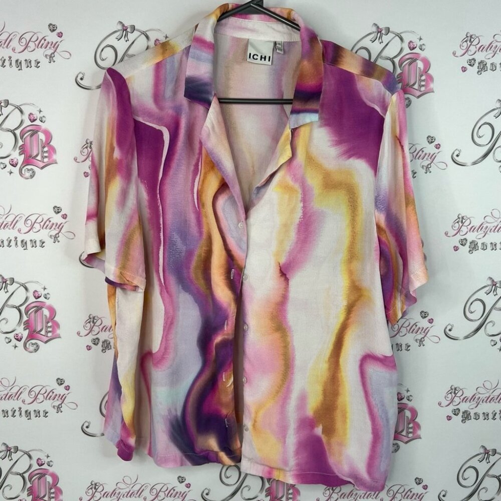 Ichi button down swirl groovy swirls water color Multicolor Abstract Shirt